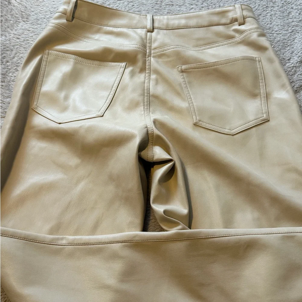 New York & Company Creamy Beige Faux Leather Pants - Picture 5 of 5